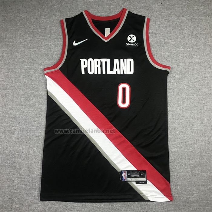 Camiseta Portland Trail Blazers Damian Lillard #0 Icon 2021-22 Negro